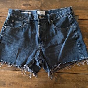 Dark Denim Blue Frayed Hem Universal Thread Women Shorts